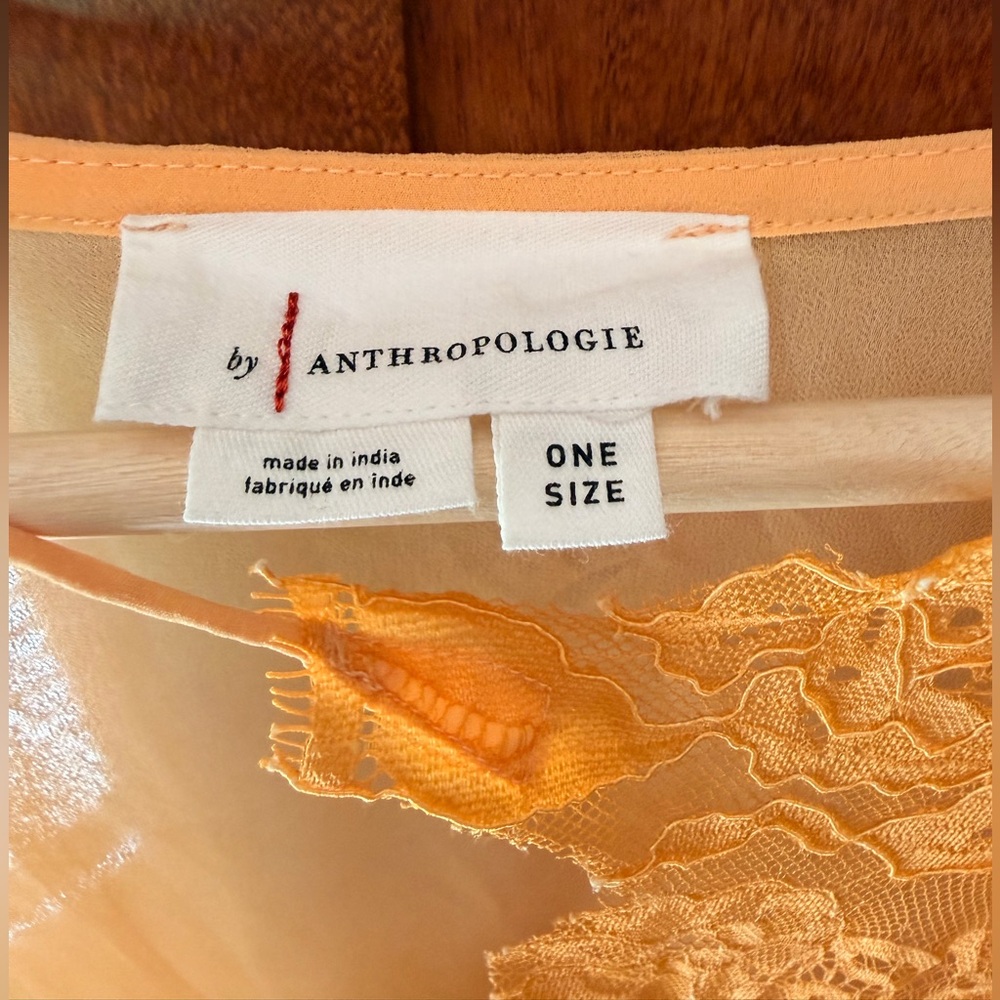 By Anthropologie Sheet Lace Kaftan Orange Peach One Size - Picture 8 of 11